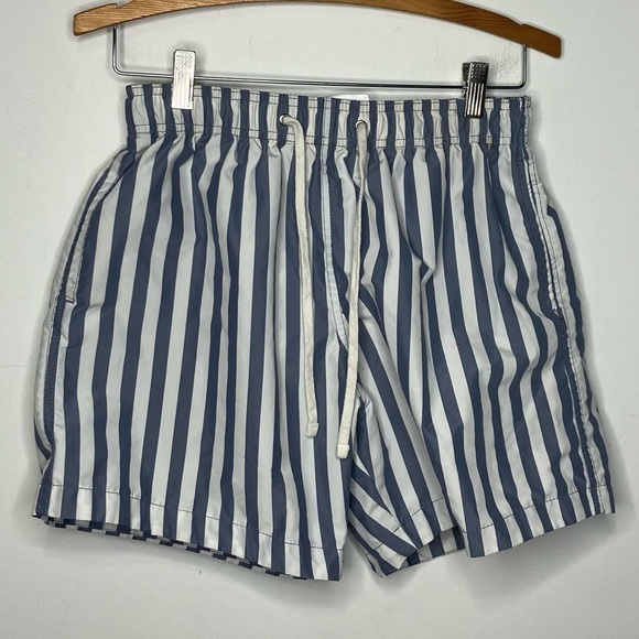 H & M mesh lined swim trunks blue & white striped size small - Picture 1 of 4